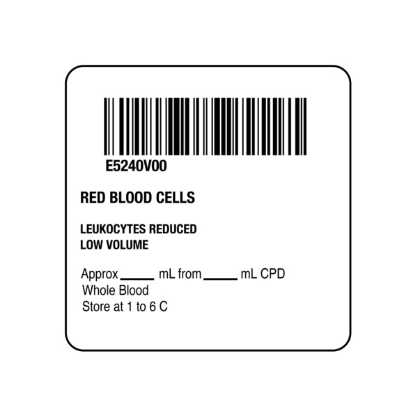 ISBT 128 Red Blood Cells 2" x 2"